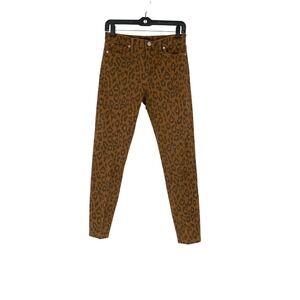 Banana Republic Premium Denim‎ Brown Leopard Print Straight Leg Pants Size 27